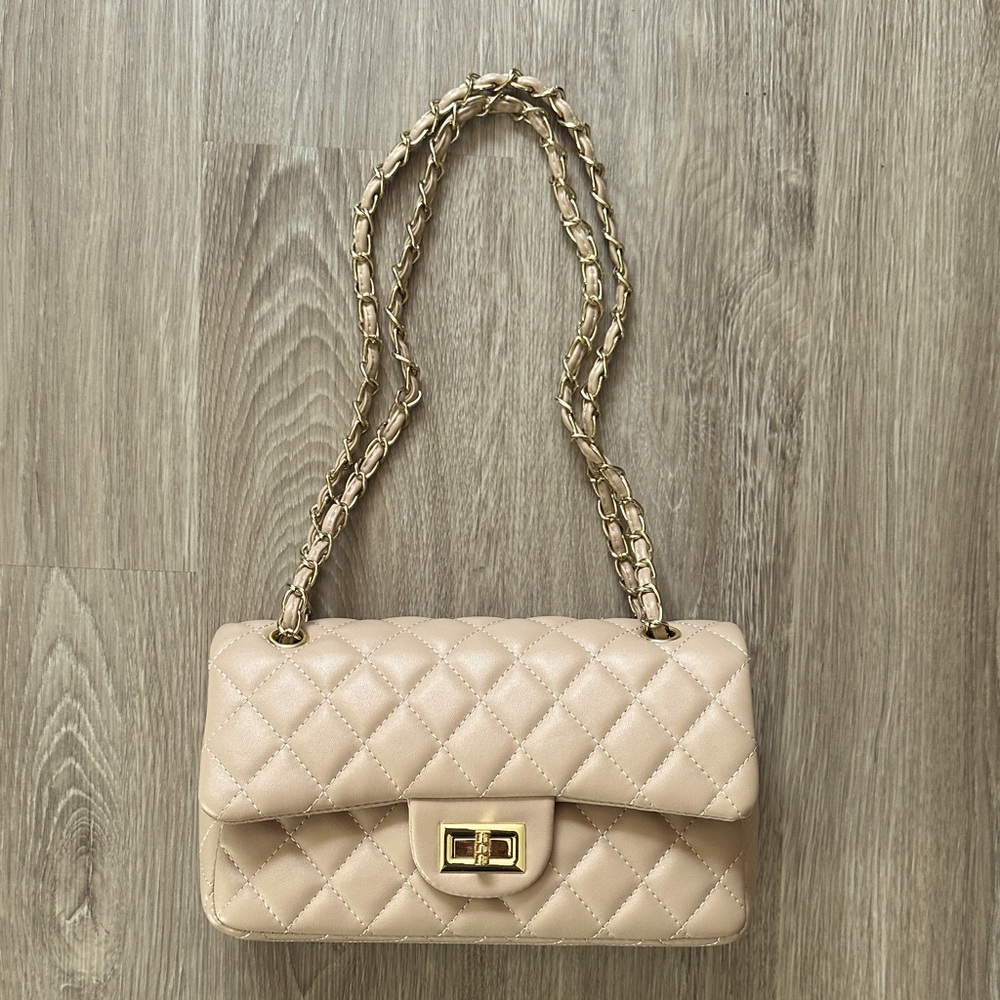 Tan Quilted Leather Bag